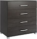 Zebrano Wooden Chest of Drawers with 4 Drawers 75x40x83cm