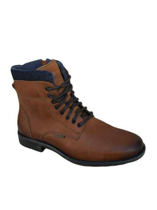 Levi's Collar Men's Leather Boots Brown