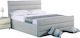 Apollo King Size Bed Padded with Fabric with Slats Gray 180x200cm