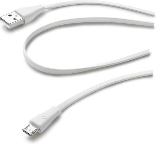 Cellular Line Flat USB 2.0 to micro USB Cable Λευκό 1m (USBDATACMICROUSBW)