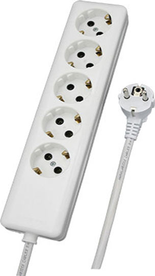 CHaralampidis Five-socket Lateral 3m Cable T-Shaped Wall Plug 5 Positions