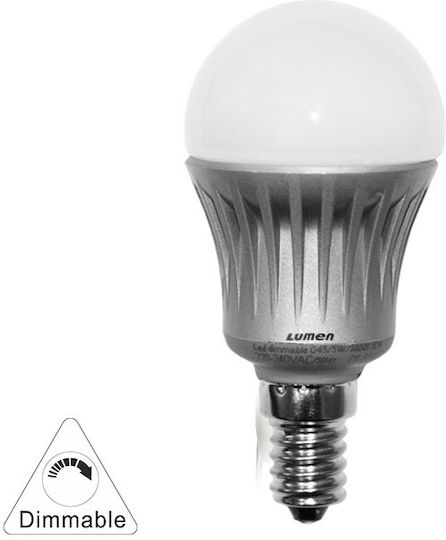Adeleq LED-Lampe 5W 91mm für Fassung E27 und Form G45 Kühles Weiß 400lm Dimmbar