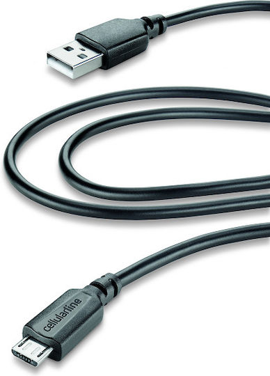 Cellular Line Regular USB 2.0 to micro USB Cable Μαύρο 2m (USBDATACMICROUSB2M)