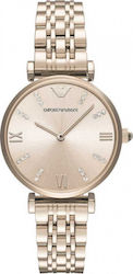 Emporio Armani Watch with Metal Bracelet Pink Gold