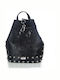 Black n' Metal Croco Pattern Damentasche Rucksack Black With Silver Grommet