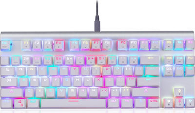 Motospeed CK101 Gaming Mechanical Keyboard Tenkeyless with Outemu Blue Switch and RGB Lighting (Greek) White