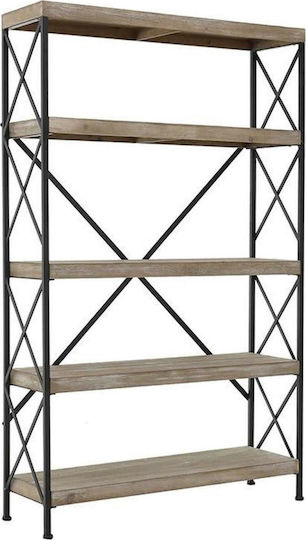 Bookcase Natural Black 101x31x165cm