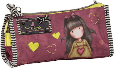 Santoro Gorjuss Heartfelt Pencil Case with 1 Compartment Burgundy