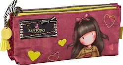 Santoro Gorjuss Heartfelt Pencil Case with 1 Compartment Burgundy