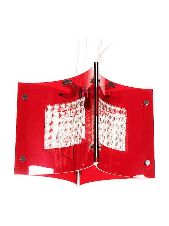 Keskor Pendant Light Single-Light with Crystals for Socket E27 Red