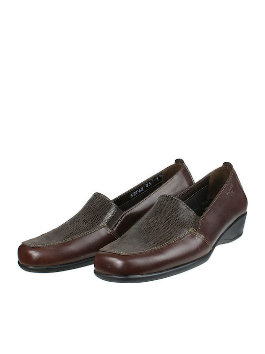 Boxer Leather Women's Loafers in Brown Color