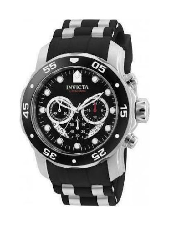 Invicta Pro Diver Watch Chronograph Battery with Black Rubber Strap