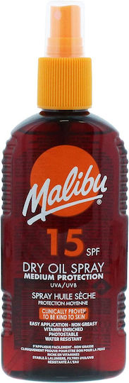 Malibu Αδιάβροχο Αντηλιακό Λάδι για το Σώμα SPF15 σε Spray 200ml