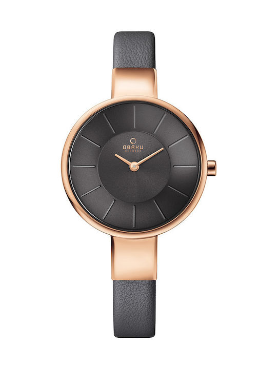 Obaku Uhr mit Schwarz Lederarmband V149LXVJRJ