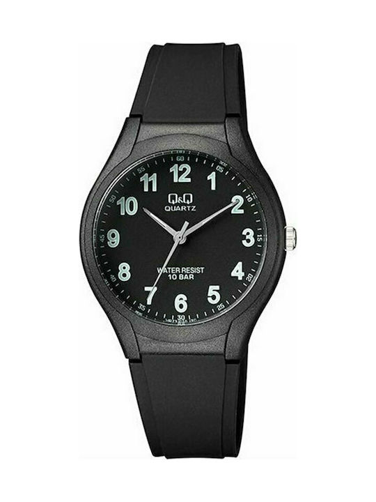 Q&Q Uhr mit Schwarz Kautschukarmband VR72J010Y