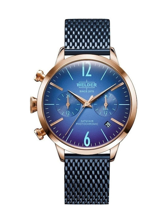 Welder Moody Watch with Blue Metal Bracelet