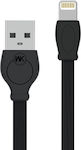 WK WDC-023 Flach USB-A zu Lightning Kabel Schwarz 3m (250266)