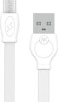 WK Flat USB 2.0 to micro USB Cable Λευκό 1m (WDC-023W)