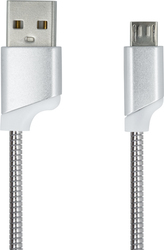 Forever T_0015067 Braided USB 2.0 σε micro USB 1m Ασημί