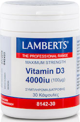 Lamberts Vitamin D3 Βιταμίνη για Ανοσοποιητικό 4000iu 30 κάψουλες