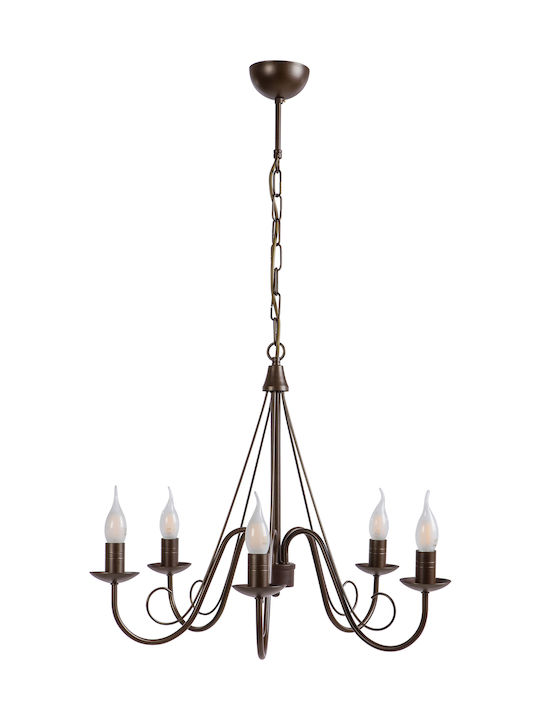 ArkoLight Candelabru 5xE14 cu Lumânări Maro 1463-2/5