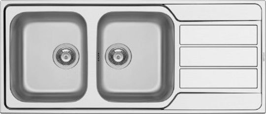 Pyramis Athena Extra 2B 1D 107163101 Drop-In Sink Inox Satin W116xD50cm Silver