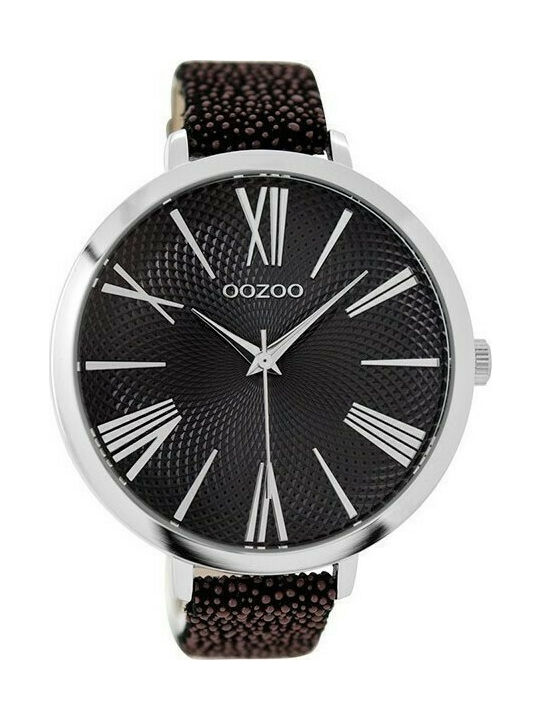 Oozoo Watch with Black Leather Strap