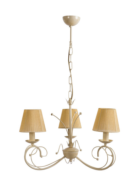 ArkoLight Kronleuchter 3xE14 mit Schirmen Beige 1362-1/3-Α