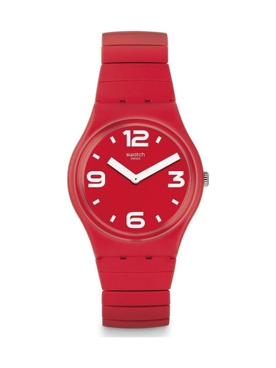 Swatch Chili Small Watch with Red Rubber Strap