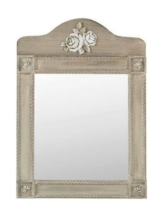 Wall Mirror with Brown Wooden Frame 77.5x56.5cm 1pcs