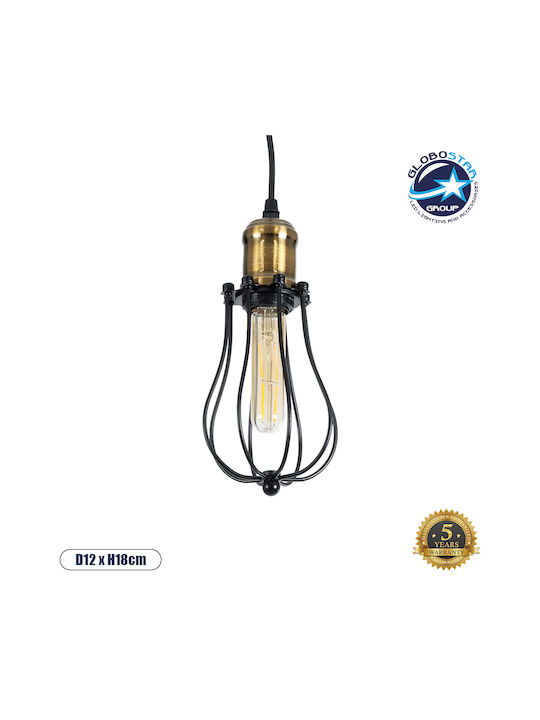 GloboStar Camber Pendant Light Black Grid with Socket E27 11cm