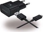 Samsung Ladegerät mit USB-A Anschluss und Kabel Micro-USB Schwarzs (EP-TA20EBE + ECB-DU4EBE Bulk)