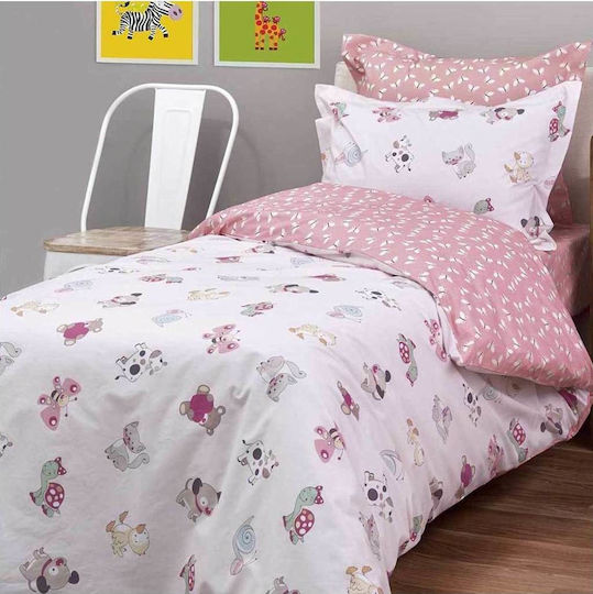 Kentia Kids Duvet Double Sided Single Pet Pink 160x240cm