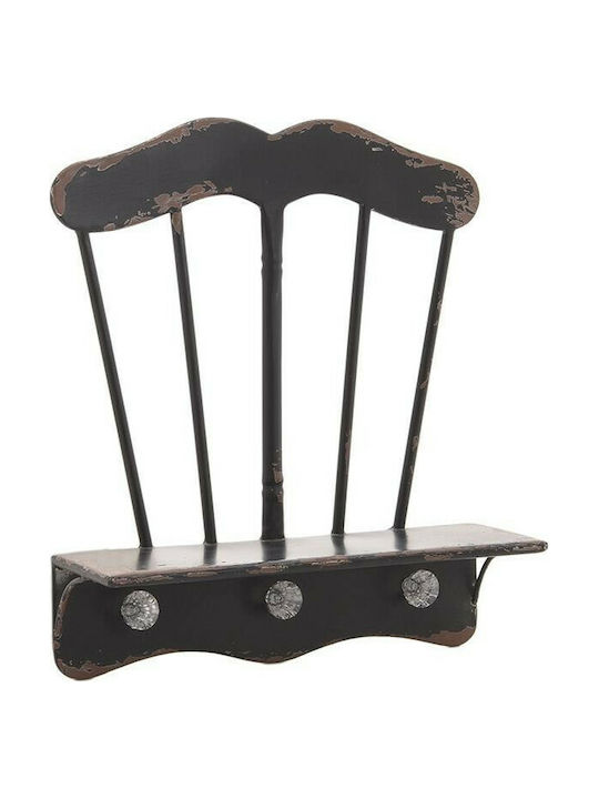 Inart Metal Vintage Wall Hanger with 3 Slots Brown 30x10x35cm 1pc