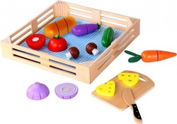 Tooky Toys Obst & Gemüse Spielzeug Λαχανικά και Πάγκος Κοπής aus Holz für 1+ Jahre