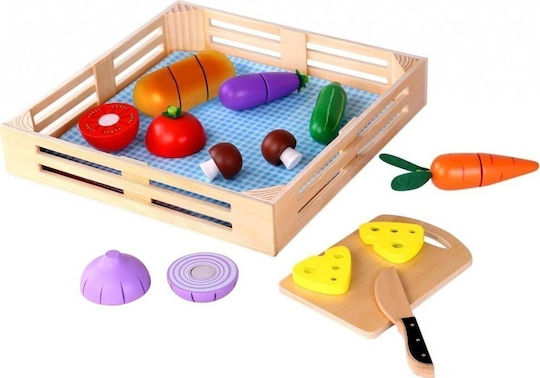 Tooky Toys Fruits & Vegetables Toy Vegetables and Cutting Bench made of Wood for 1+ Years Old