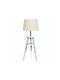 Inart Wood Table Lamp for Socket E14 with White Shade and Base