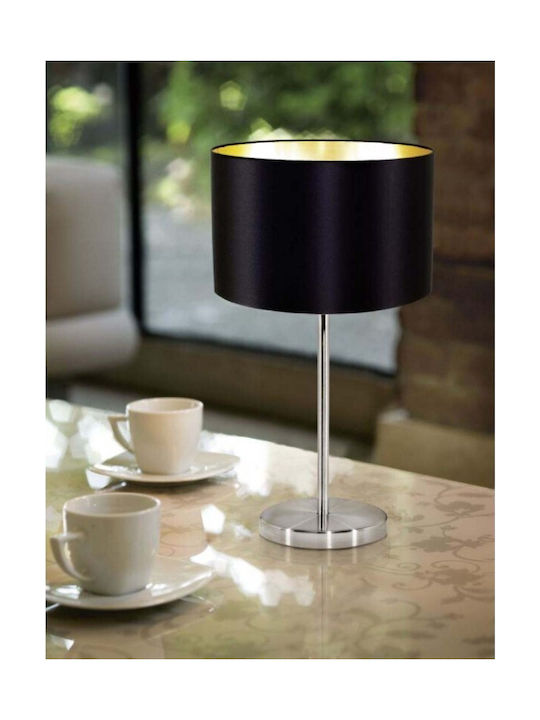Eglo Metal Table Lamp for Socket E27 with Black Shade and Silver Base