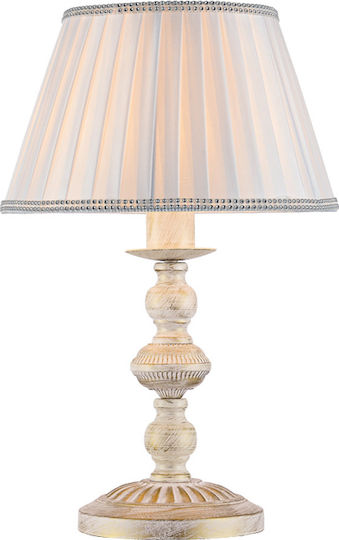 Aca Dijon Metal Table Lamp for Socket E27 with White Shade and Base