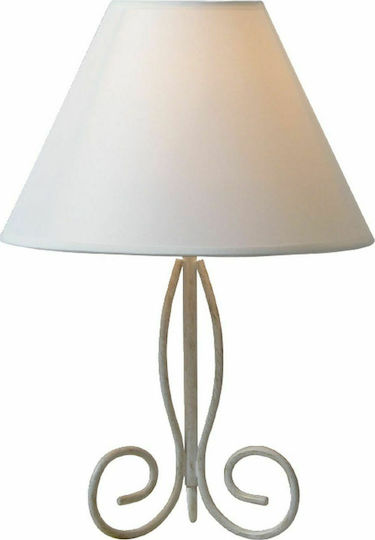 Aca Ismene Metal Vintage Table Lamp for Socket E14 with White Shade and Base