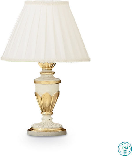 Ideal Lux Metal Table Lamp for Socket E14 with White Shade and Multicolor Base