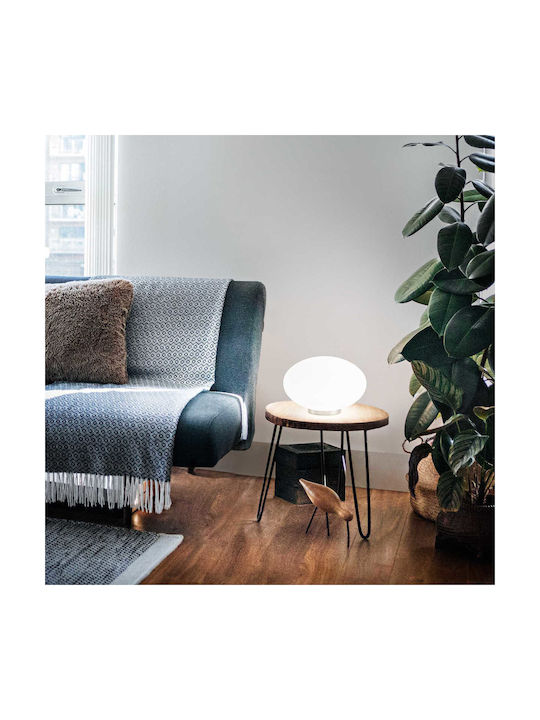 Ideal Lux Glass Table Lamp for Socket G9 with White Shade and Silver Base