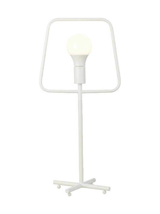 Aca Henter Metal Table Lamp for Socket E27 with White Shade and Base