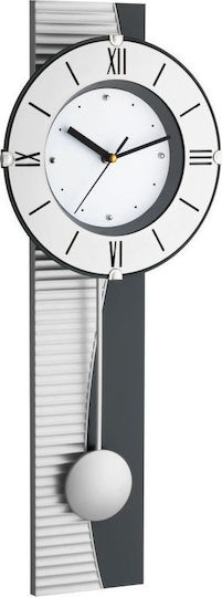 TFA TFA Pendel Wanduhr Metallisch mit Pendel Silber 23.2x69cm