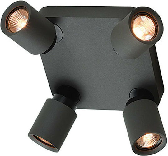 Zambelis Lights Σποτ με 4 Φώτα και με Ντουί GU10 σε Γκρι Χρώμα