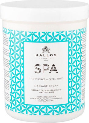 Kallos Spa Massage Cream Coconut Hidratantă Crema pentru Corp cu Acidul hialuronic & Aromă de Nucă de cocos 1000ml