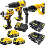 Dewalt Set Schlagbohrschrauber & Schlagschraubendreher & Hammer 18V mit 3 Batterien 4Ah