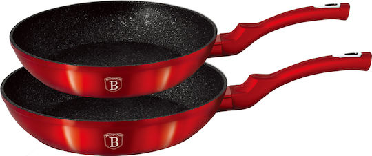 Berlinger Haus Metallic Line Pfannen-Set aus Aluminium Burgundy Collection mit Innenbeschichtung aus Stein 2 Stück