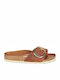 Madrid Big Buckle Oiled Leather Δερμάτινα Γυναικεία Ανατομικά Σανδάλια Καφέ Narrow Fit