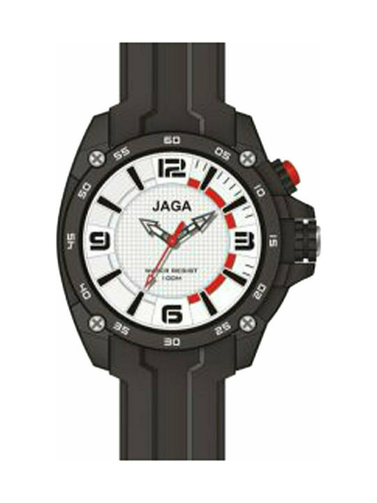 Jaga AQ403 White Watch Battery with Black Rubber Strap